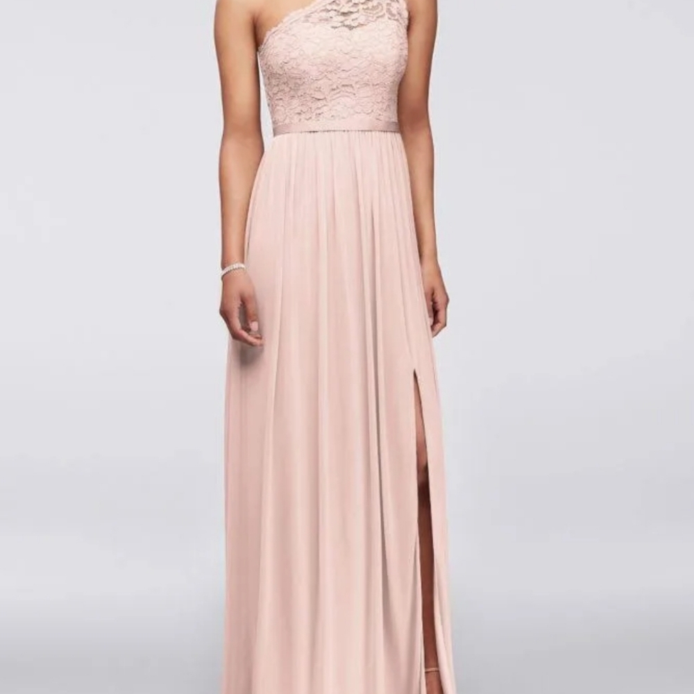 David's Bridal Pink Maxi Lace Dress